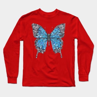 Blue Swallowtail Butterfly Mechanical Steampunk Design Long Sleeve T-Shirt